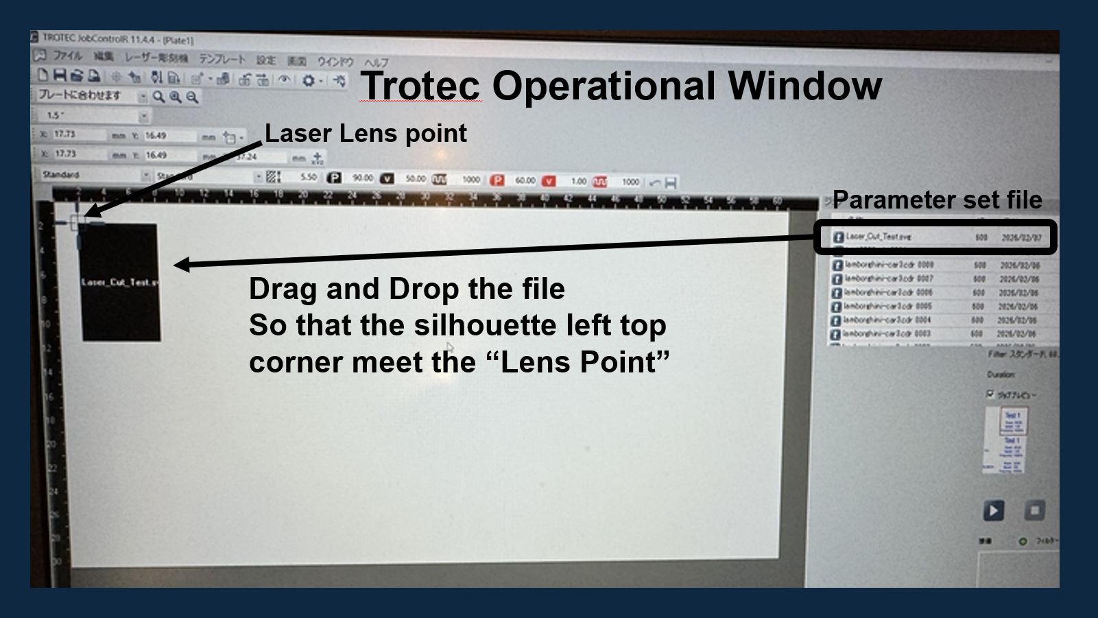 Set Laser cut position