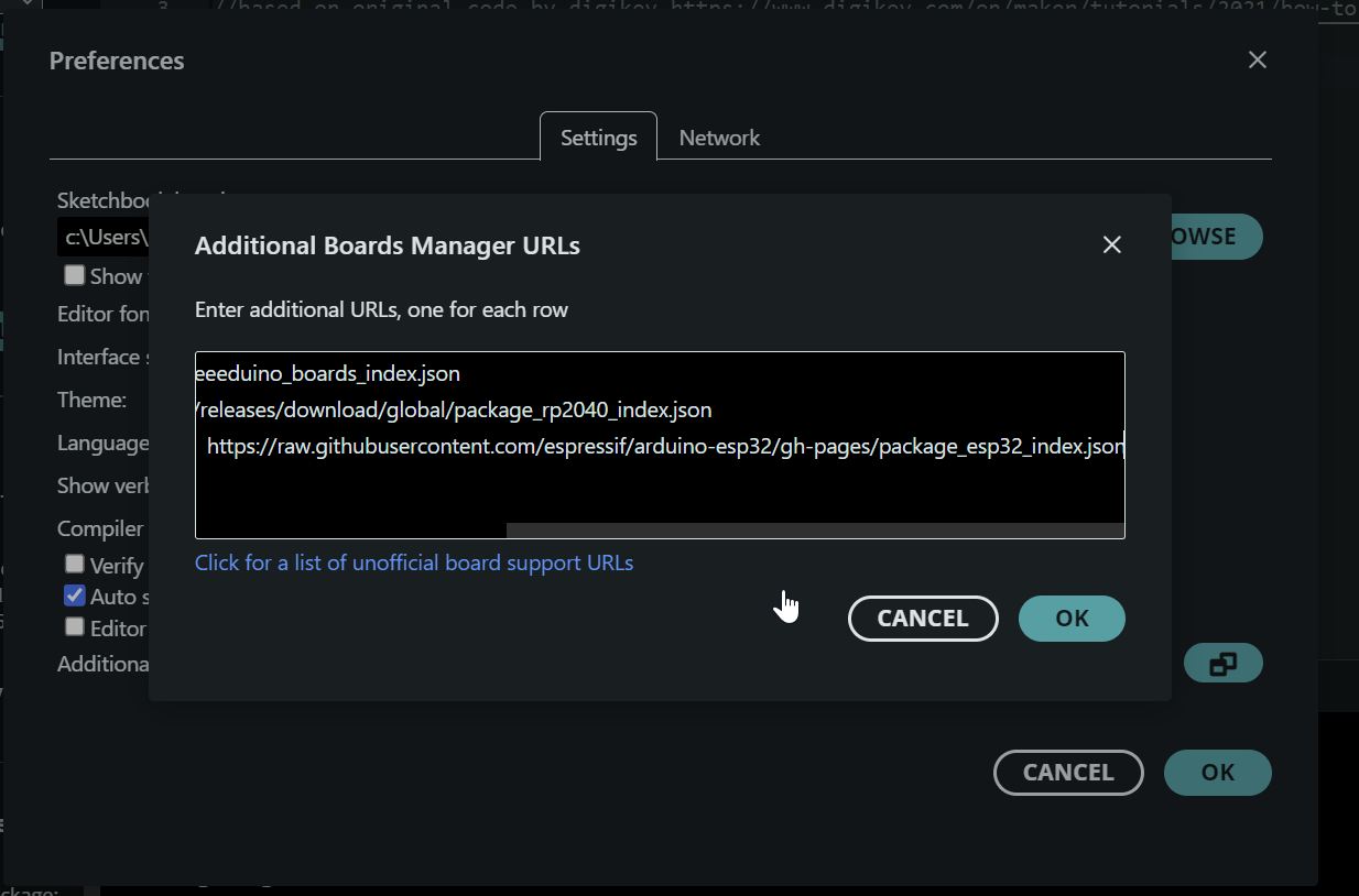 Adding Boards Manager URLs