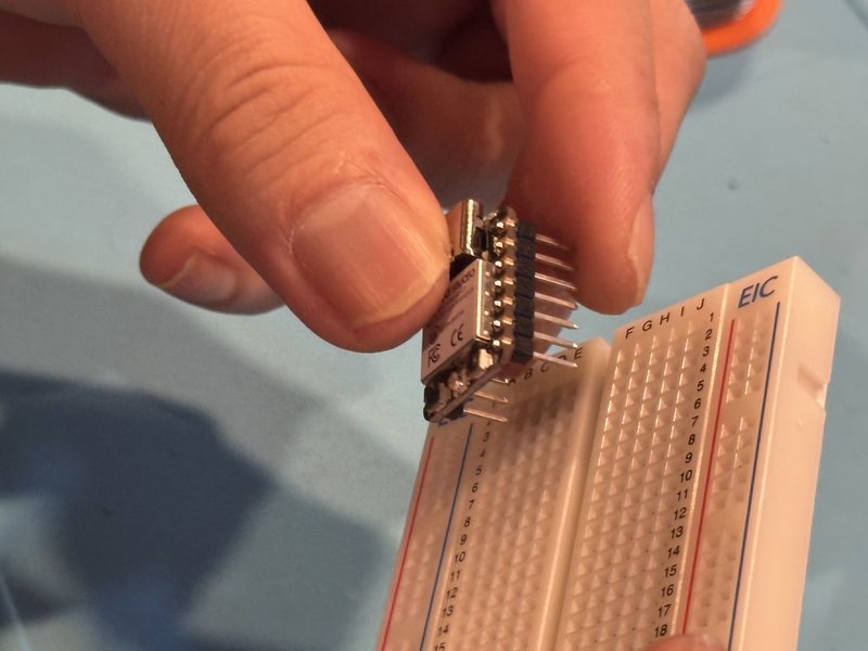 pins putting on to bread board