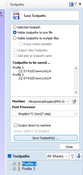 Saving tool paths
