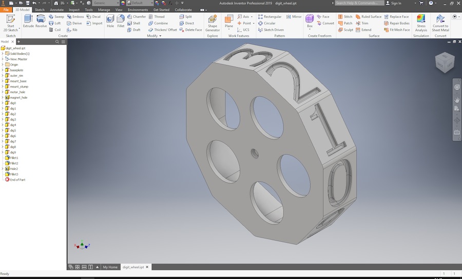 the left side of the digitwheel with the magnet hole