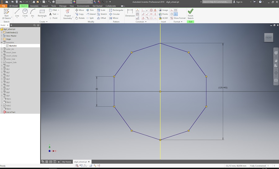 the basic shape of the digit wheel is a decagon