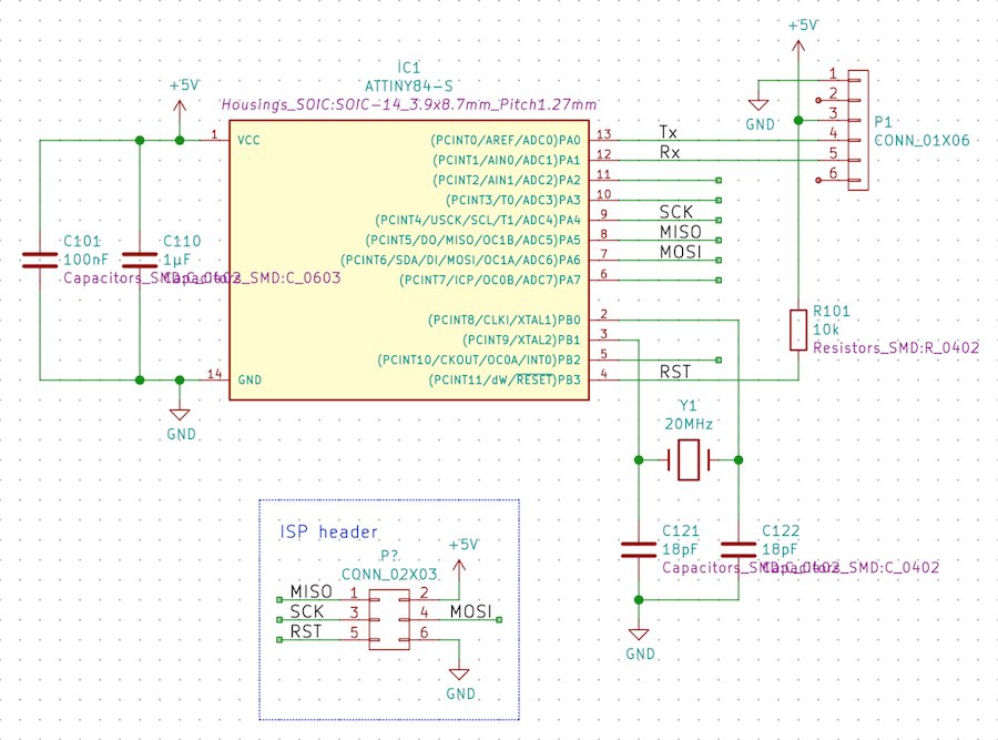 schematic of the hello world board