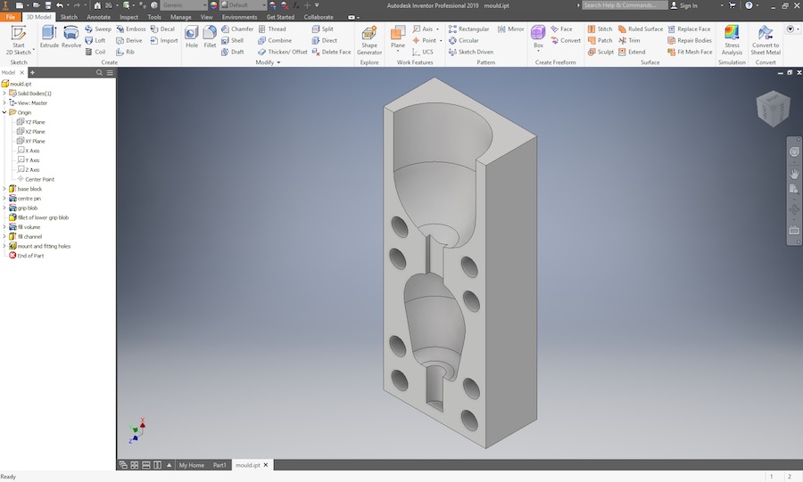 One half of the mould