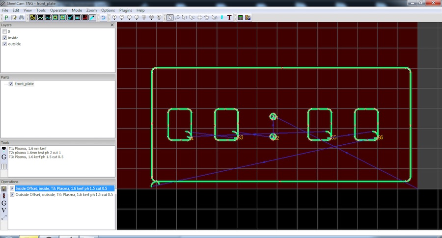 The complete paths as generated by the CAM process