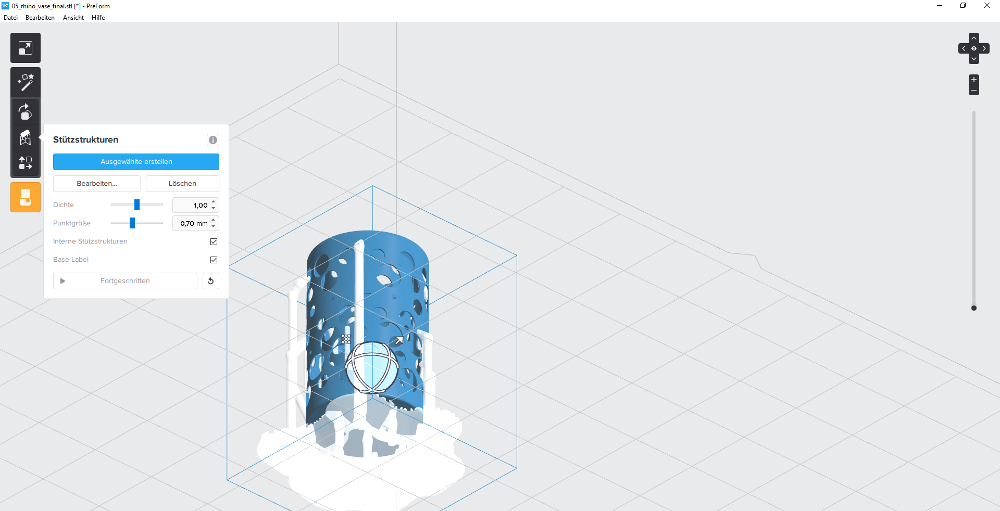 Preform, support structure