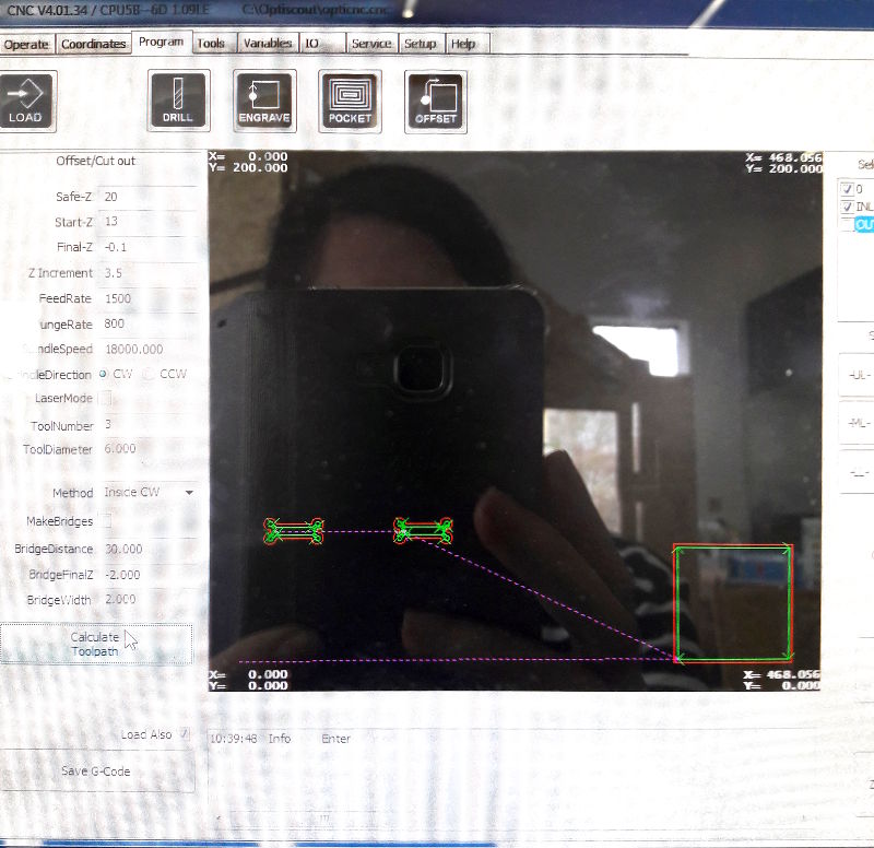 Settings and Toolpath