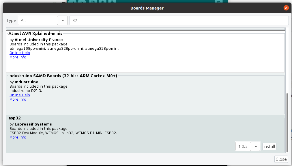 Install ESP32 boards