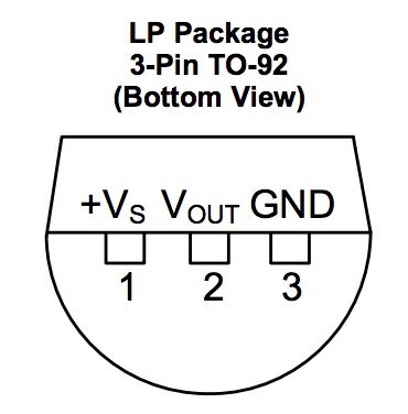 LM35DZ temperature active sensor pins