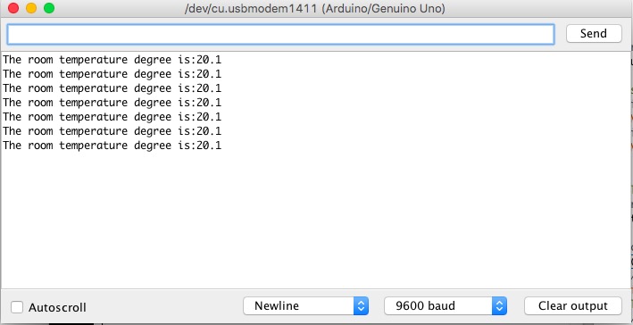 serial output of temperature readings