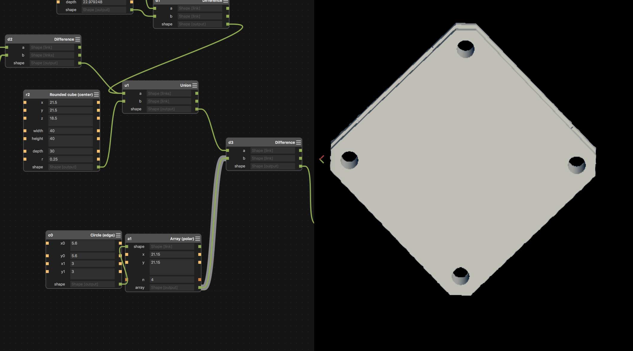 Antimony - Moved the mounting holes but did not need to extrude?