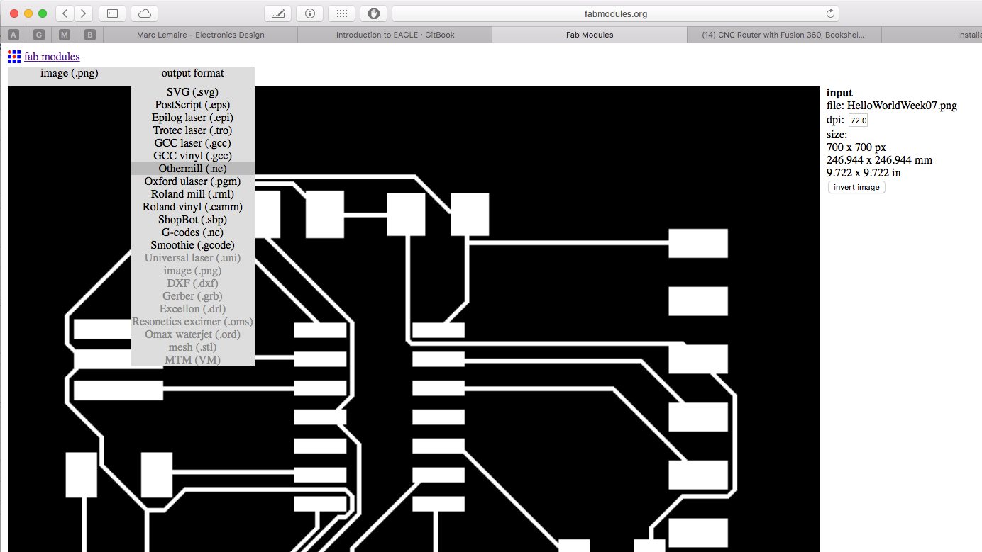 Choosing the export file for our machine