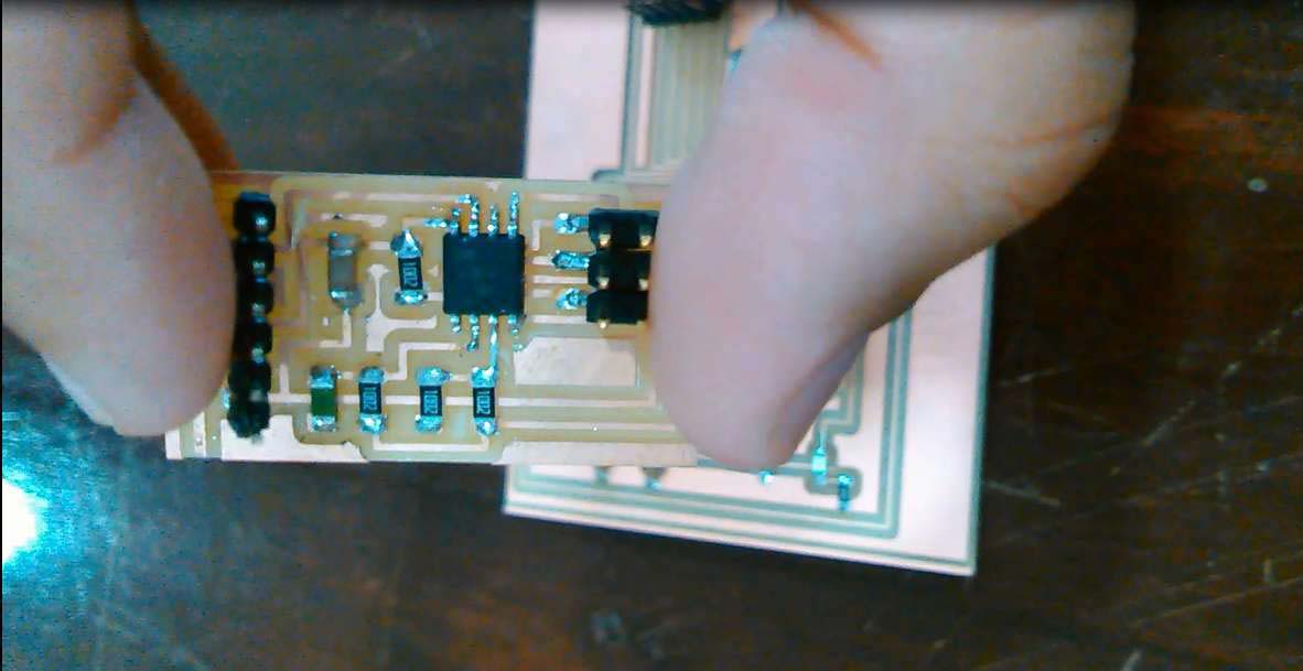 Soldered components on a PCB