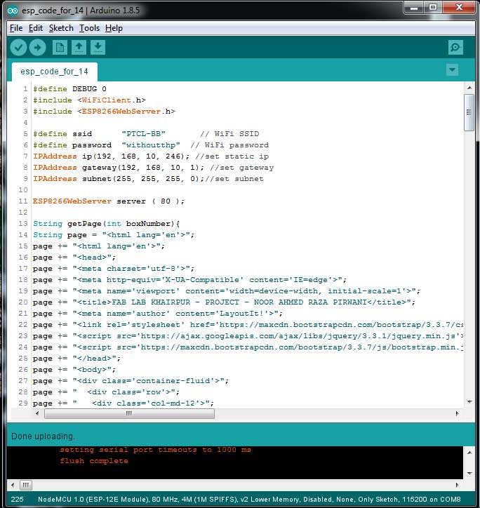 uploading code in ESP-12E board