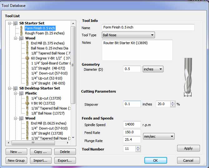 Creating Tool Database for Fininshing