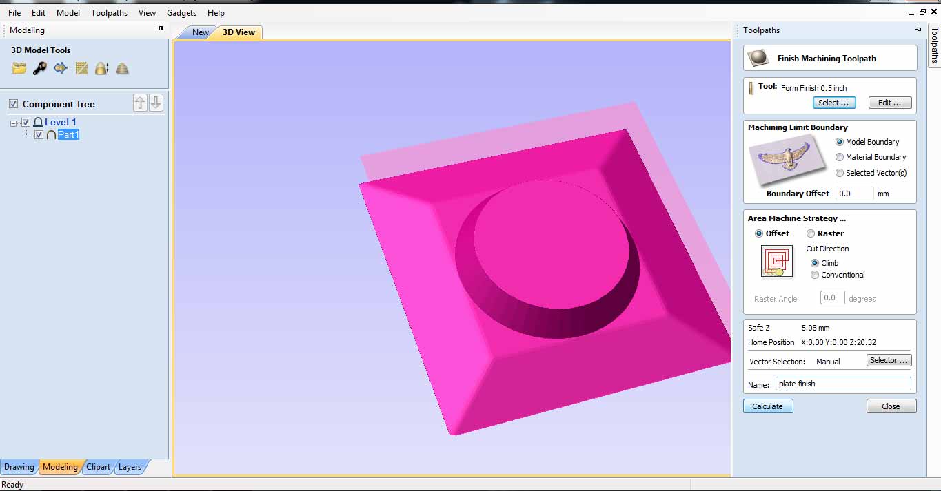 Setting toolpath and calculate