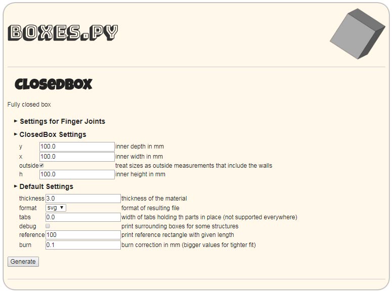 Closed Box sizing window