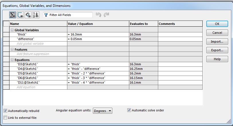 parameters in test part