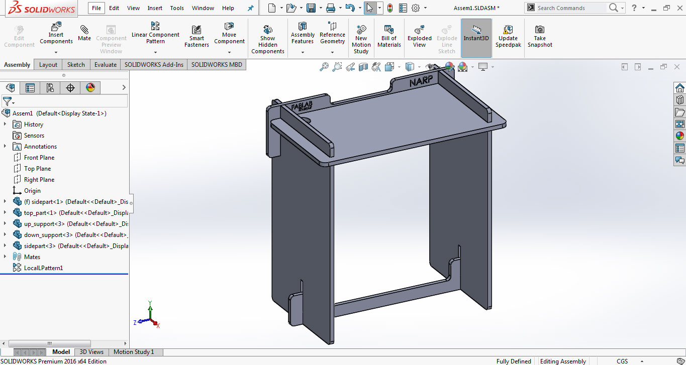 assembled parts to check fitting