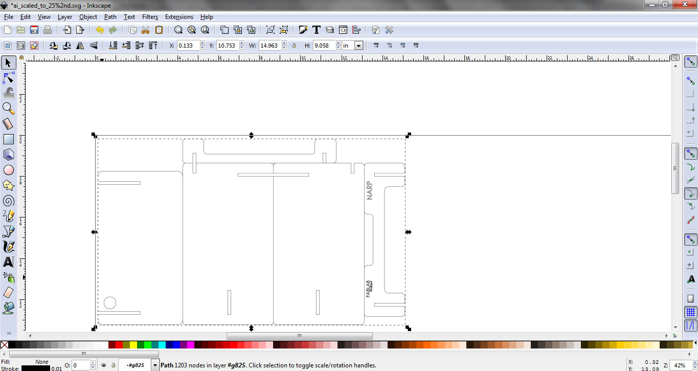 .ai file scaled to 25% for lasewr cutting process