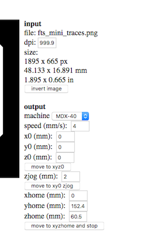 Settings for milling the traces