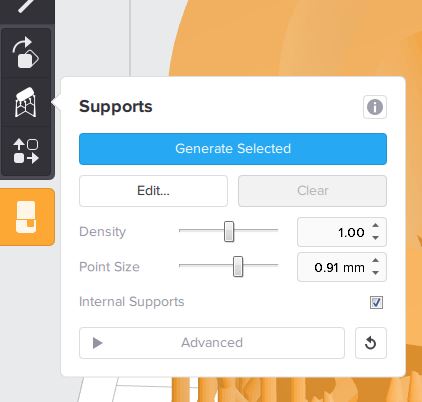 Supports menu
