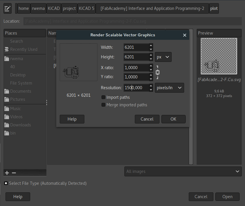 Img: Importing in GIMP