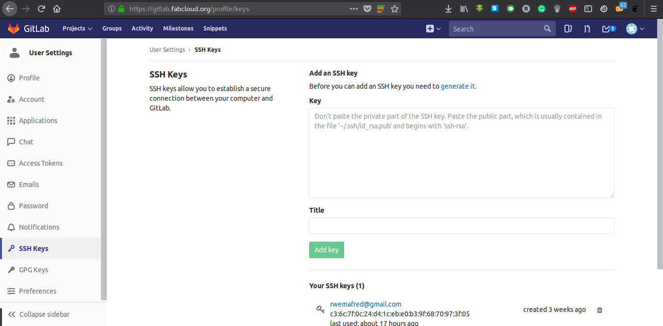 Img: Filling SSH key