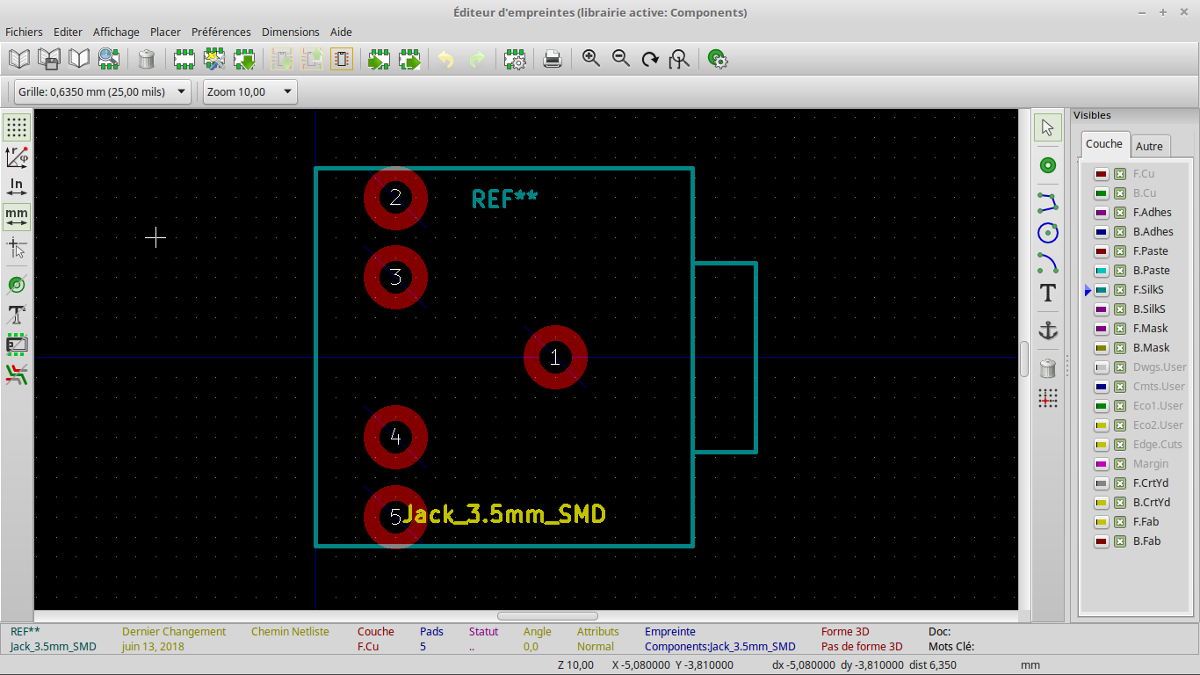 3.5mm Jack power supply footprint