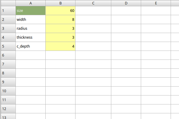 Spreadsheet on Freecad