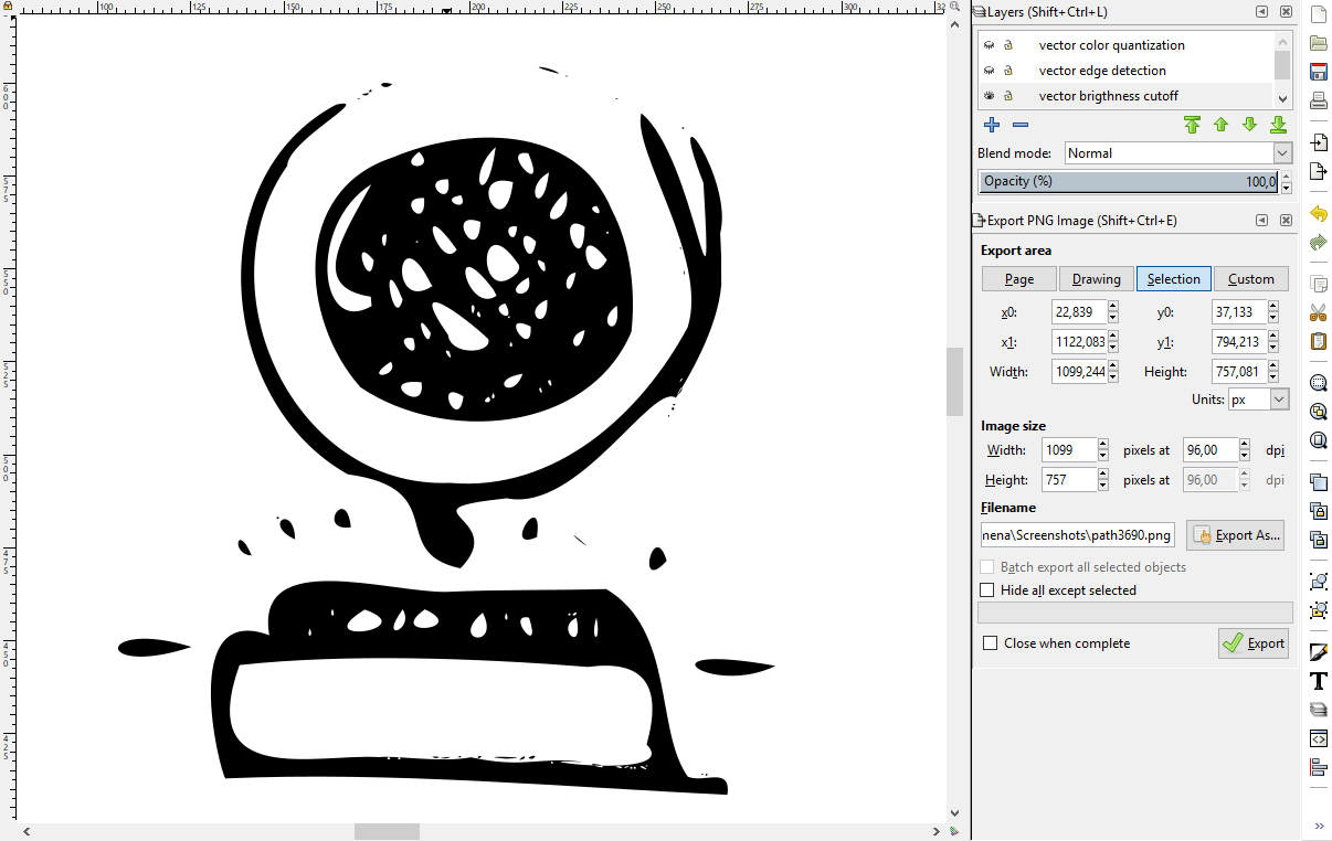 brightness cutoff + simplify
