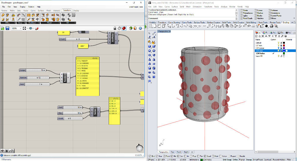 Grasshopper: spheres (parametric)