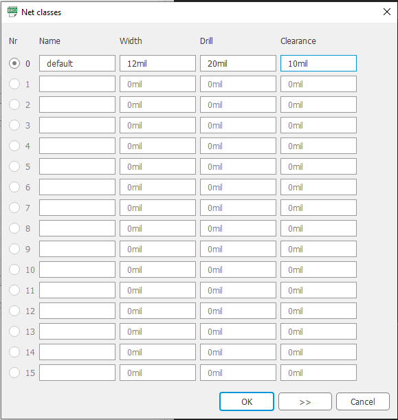 setting default sizes