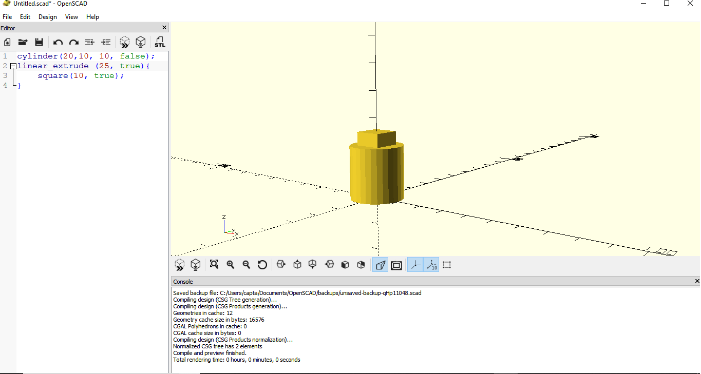 cylinder and extruded square