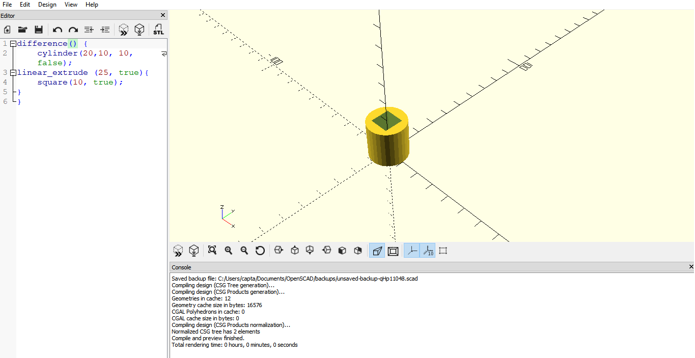 square hollow in cylinder