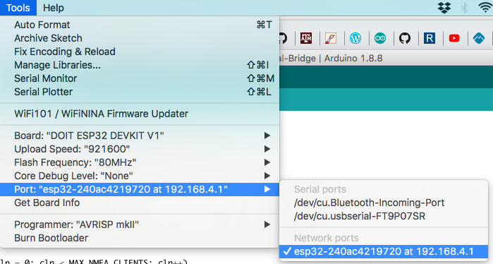 Arduino IDE OTA firmware flash