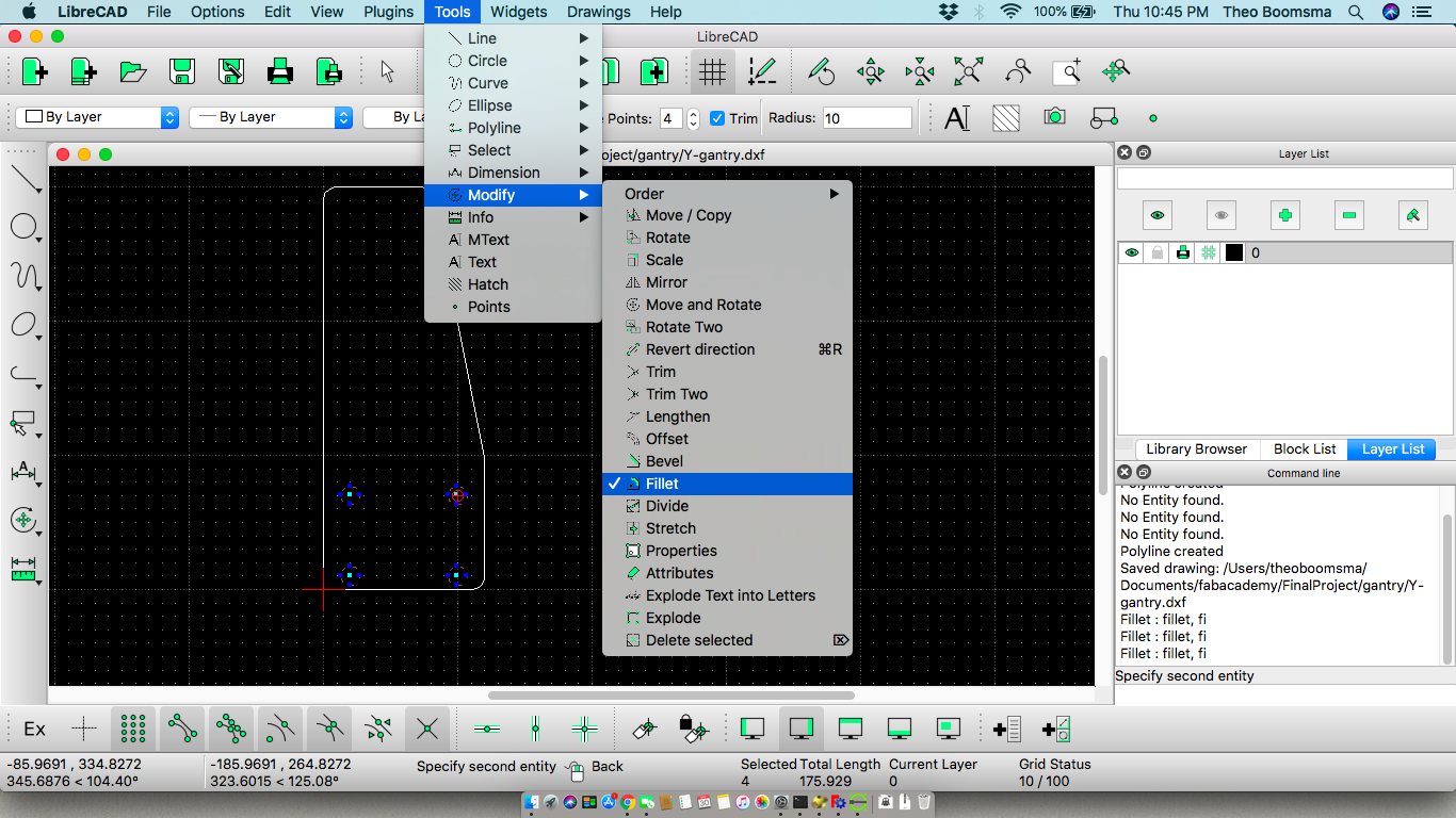 Side panel fillet LibreCAD
