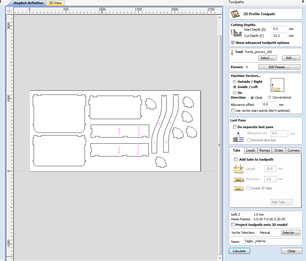 The external profile toolpath