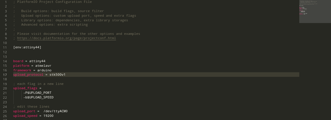 arduino as isp plateforIO configuration