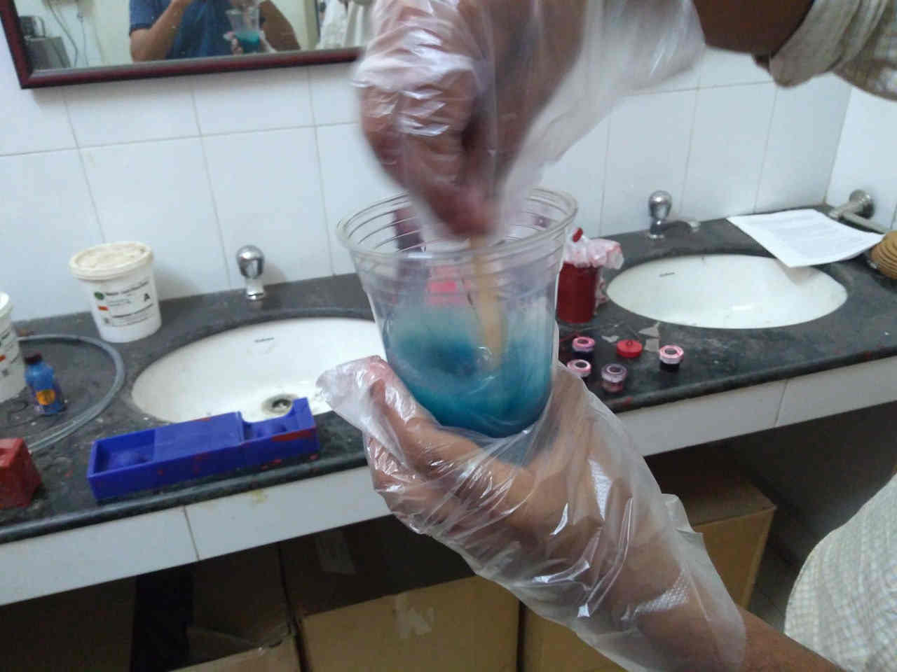 pouring plastic