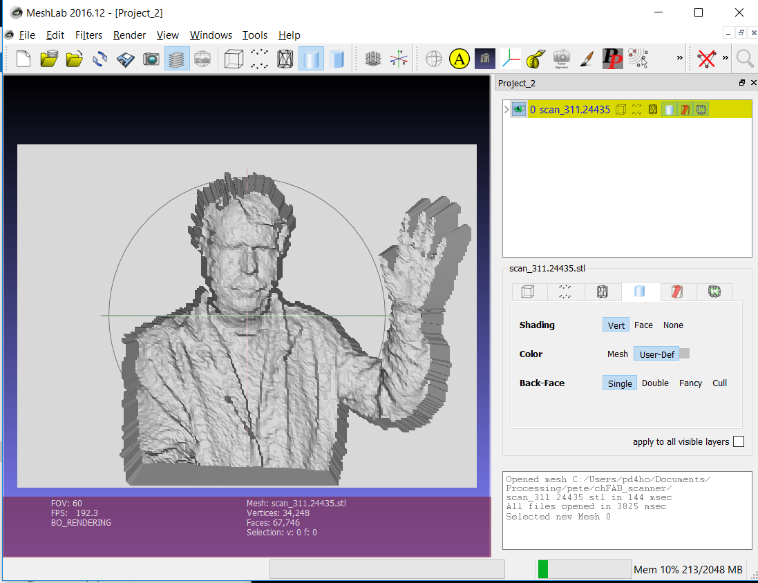 STL generated from Processing in MeshLab