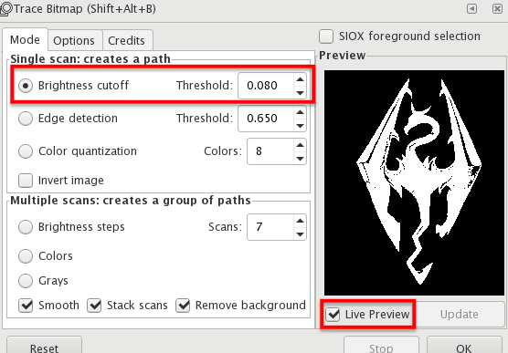 inkscape Bitmap Trace