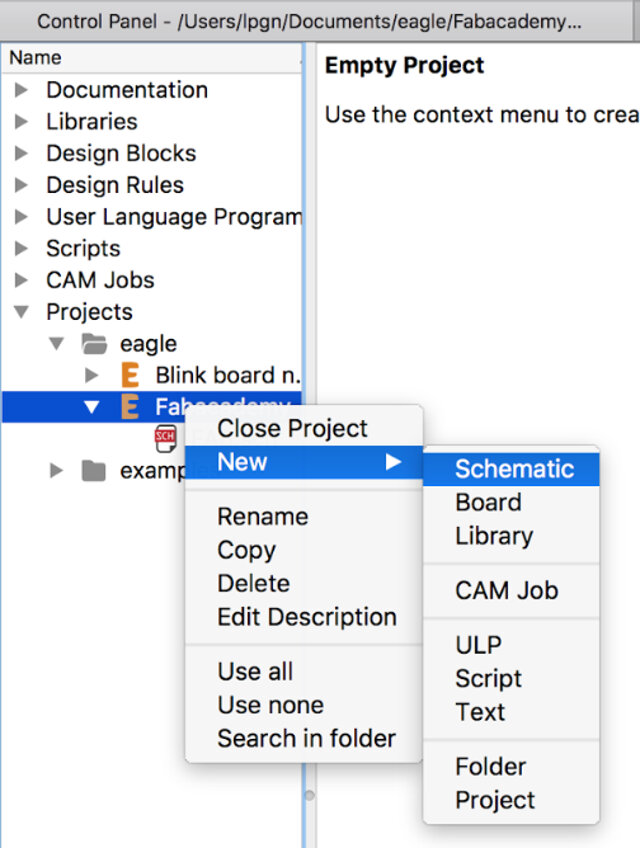 Creating a new schematic in Eagle