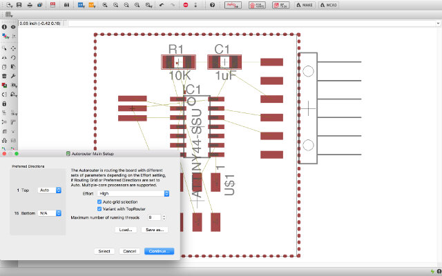 Using autorouter in Eagle