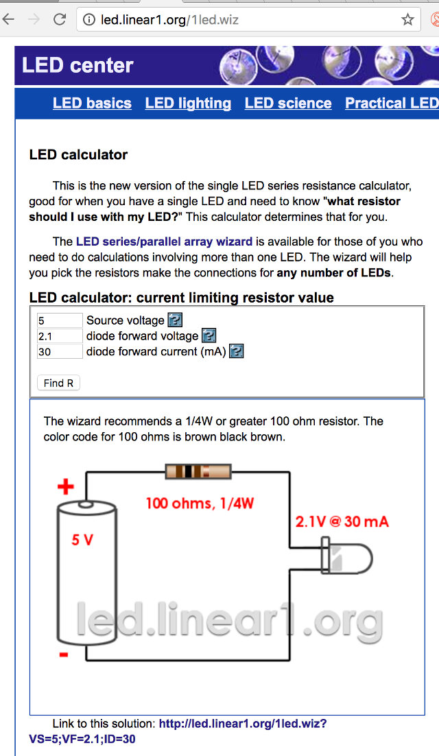 LED resistor calculation