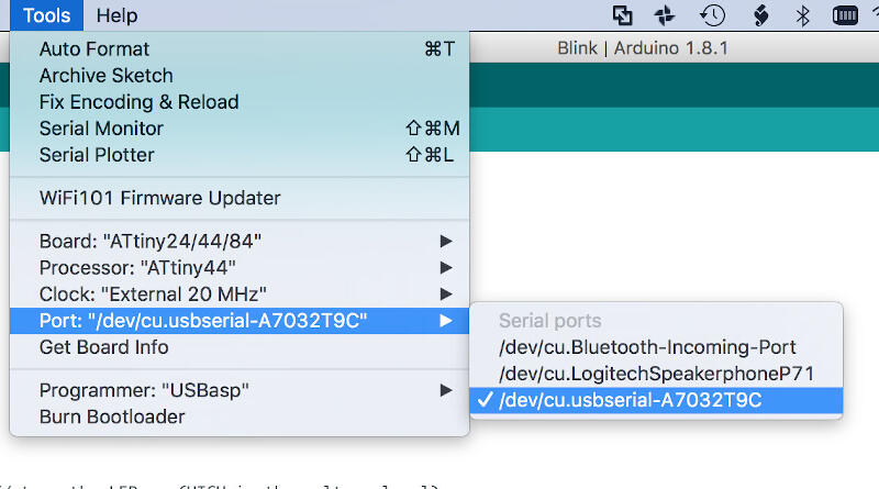 Selecting serial port