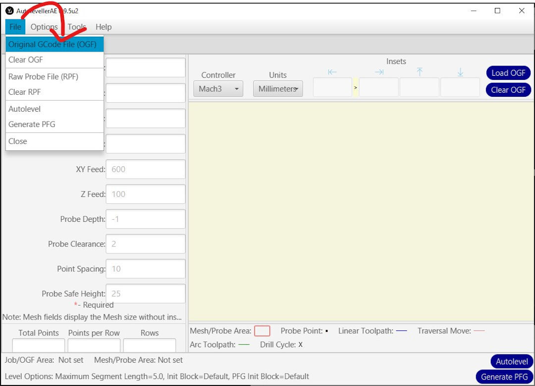 Autoleveller setup step 1