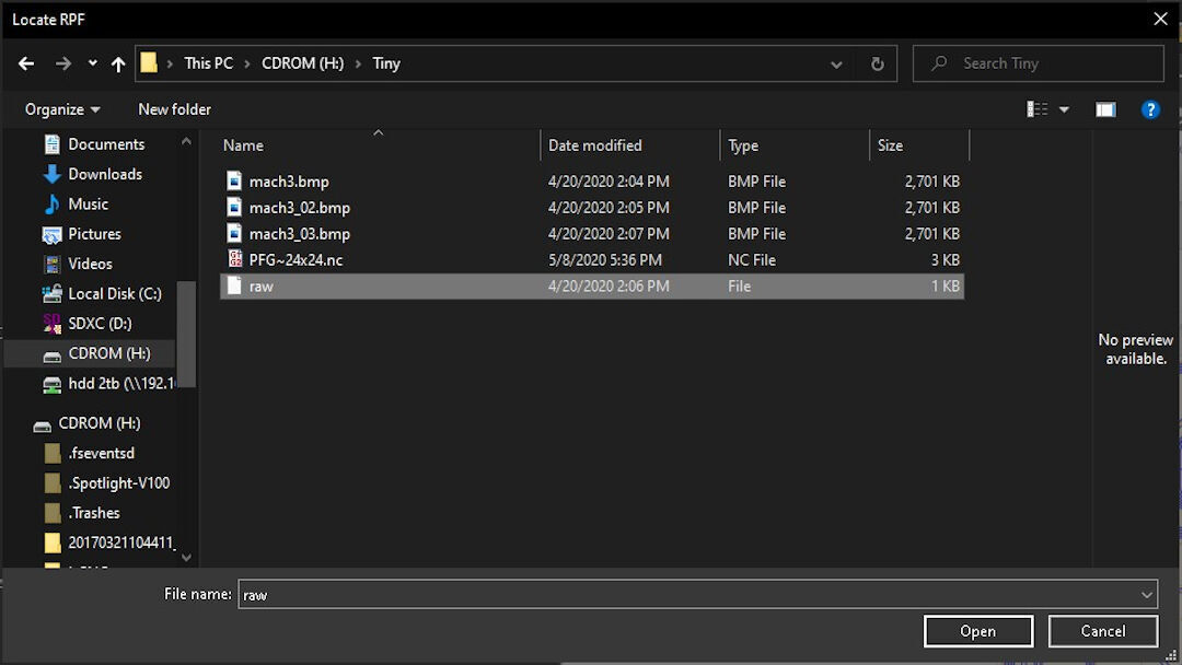 Loading raw probe file