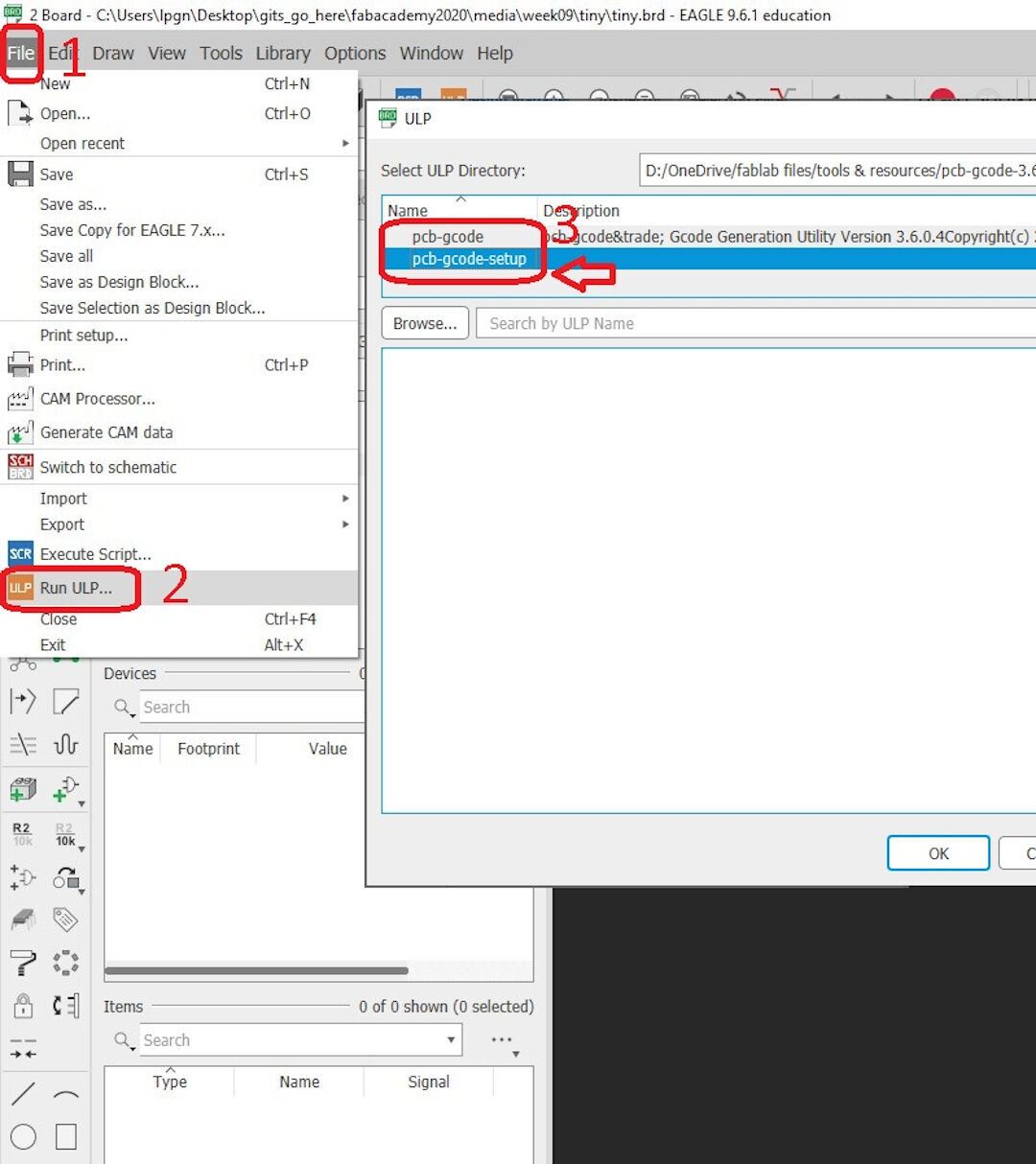 PCB-Gcode setup step 1