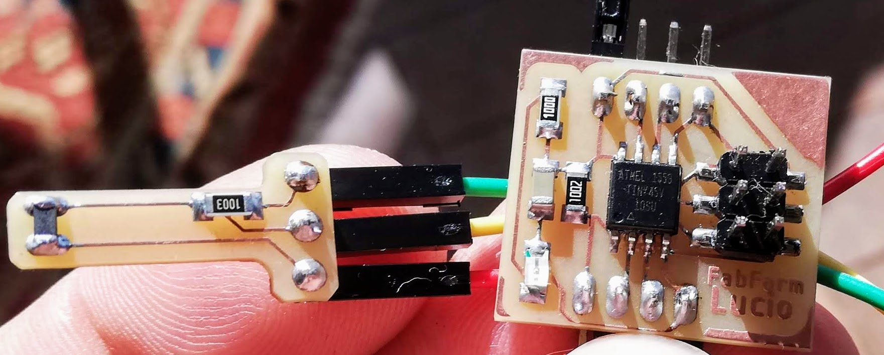 Final result with Attiny45 board and thermistor board